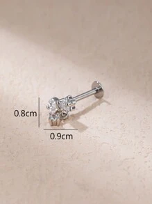 1pc Fashionable & Simple Bowknot & Rhinestone Decor Titanium Steel Stud Earrings Suitable For Daily Wear By Women Valentines,Mom,Mother,Mother's Day,Gift - Bow Tie - View 8