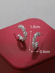 Minimalist Asymmetrical Silver Piece C-Shaped Hoop Earrings For Women, Versatile