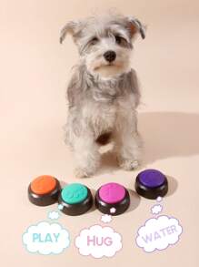 1 Set Of 4 Pcs, Random Color Delivery, Matte Black Base With Colorful Paw Print, Batteries Not Included, Recordable Pet Talking Button Toy For Conversation, Cat Dog Feeding Training Button Toy For Daily Companionship And Boredom Relief Training, Cat Toys, Dog Toys, Beach, Sun, Travel, Cool