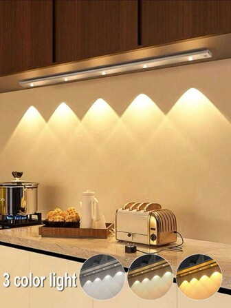 1 Pezzo Luce Led Ad Ultrasottile Temperatura Di Colore A 3 Modi Ricaricabile Tramite Usb Con Sensore Di Movimento, Adatta Per Cucina, Camera Da Letto, Mobile, Guardaroba, Scala, Corridoio