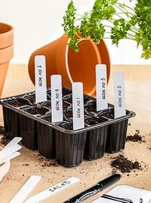 100 Stücke Pflanzenetiketten, Wasserdichte Kunststoff Pflanzen Namensschilder Für Setzlinge, Garden Labels Markers, Kita Pflanzenetiketten, Samenetiketten, Pflanzenetiketten Stakes, Pflanzenmarkierung Für Outdoor Garten - weißer Rohling - Übersicht 2