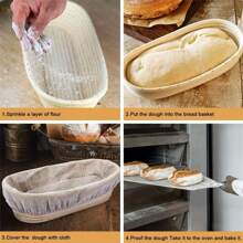 1入組酵母發酵套裝,包括專業和家用麵包發酵筐、橢圓形酸麵團烘焙工具、發酵藤編籃、鄉村風格大容量儲物籃和麵團烘焙工具 - 彩色 - 查看 2