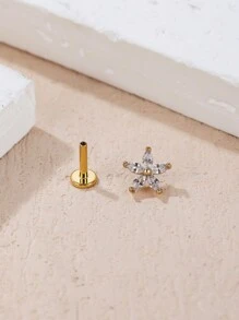 1pc Fashionable Titanium Steel & Rhinestone Flower Stud Earring Suitable For Women's Daily Wear Valentines,Mom,Mother,Mother's Day,Gift - Flowers - View 6