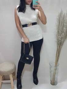 Women Sweater Vests - 白色 - 查看 3