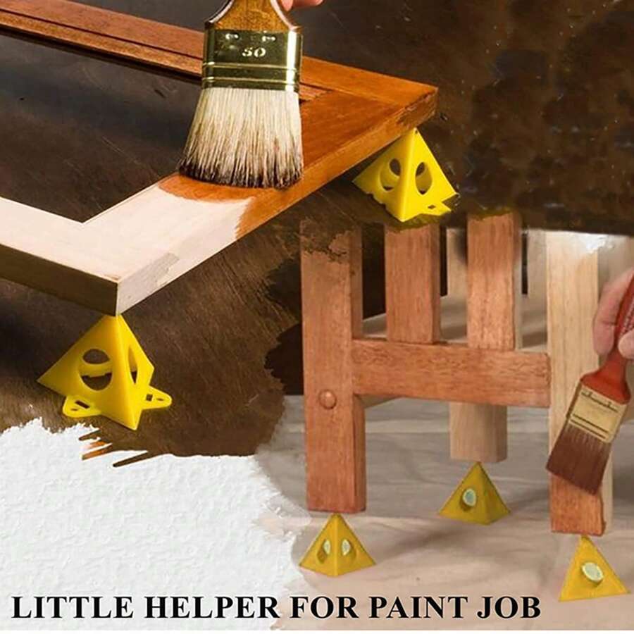 Pyramid Paint Stand, Cone Paint Stand, Canvas Door Upright Pipe Support, Paint Stand, Elevated Paint Stand - Yellow - View 1