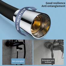 Flexible Silicone Shower Hose With 360° Rotation, Extensible Water Pipe With G1/2 Connector For Showerhead, Bathroom Accessories - Black - View 8