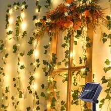 Solar Fairy Lamp Vine String Lights LED Solar String Lights Outdoor Waterproof Artificial Ivy Leaf Plants Garden Wedding Fence - A - View 1