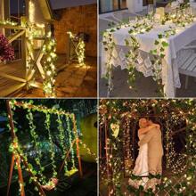 Solar Fairy Lamp Vine String Lights LED Solar String Lights Outdoor Waterproof Artificial Ivy Leaf Plants Garden Wedding Fence - A - View 5