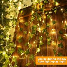 Solar Fairy Lamp Vine String Lights LED Solar String Lights Outdoor Waterproof Artificial Ivy Leaf Plants Garden Wedding Fence - A - View 6