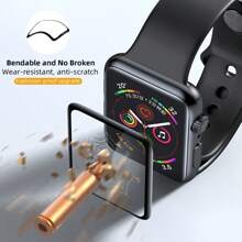 3 Pieces Screen Protector Compatible With Apple Watch Series 10 9 8 7 6 5 4 3 2 1 SE Ultra No Glass Series I-49MM 46MM 40MM 41MM 42MM 45MM 44MM 38MM Smartwatch Soft Film - Black - View 2