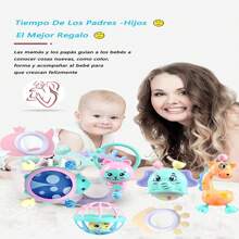 11 Piezas Kit de Juego para Bebés, Divertidas Sonajas para Tamaño Ideal para Bebés pequeñas Manos.Juego de Sonajeros de Mano Caja de Regalo