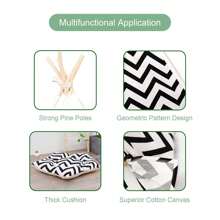 Pet Teepee Tents 60x60x70cm Dogs & Cats Bed Pet Play House Luxery Dog Tents With Thick Cushion & Blackboard Removable And Washable Dog Teepee Bed Indoor Easy Assemble - Black and White - View 3