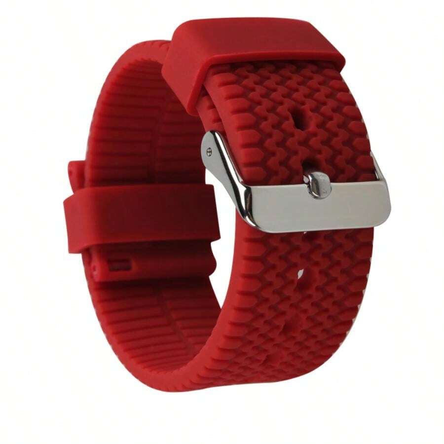 1入組男士酒紅色柔軟耐用快速簡易安裝光滑運動防水高強度矽膠手錶帶,頂級不銹鋼扣環,18mm / 20mm / 22mm / 24mm適配華為三星智能手錶 - 酒紅色 - 查看 1