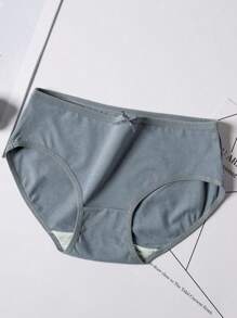 4 条装低腰纯色棉质内裤，亲肤舒适女士内裤，带可爱蝴蝶结装饰，适合女孩、学生和青少年 - 彩色 - 查看 6