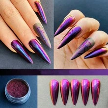New Arrival Diamond Holographic Chameleon Effect Color Changing Powder, Purple/Red/Black Nail Art Pigment 0.5g