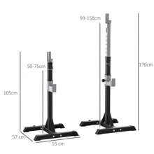 Set 2 Rack Porta Bilanciere in Acciaio, 2 Ganci con Altezza Regolabile, Capacità 150kg, 55x57x105-170cm, Nero - nero - Visualizzare 7