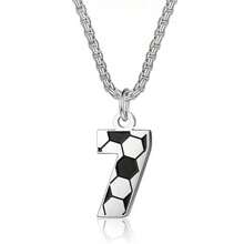 1PC 304L Stainless Steel Soccer Number Necklace Men Women Football Athletes Necklace For Men Jewelry Soccer Accessories - Black and White - View 14
