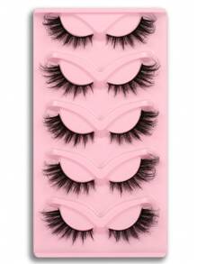 Himirell 5pairs Fox Eye Shaped False Eyelashes, Thick, Crossed, Lengthened, Dense, Curled, Soft, Fluffy, Reusable, Handmade - Cat Eye Lashes - View 4