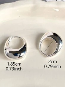1pair European And American Fashion Simple Alloy Metallic Geometric U-Shaped Earrings With Open Oval Shape For Women's Daily Wear