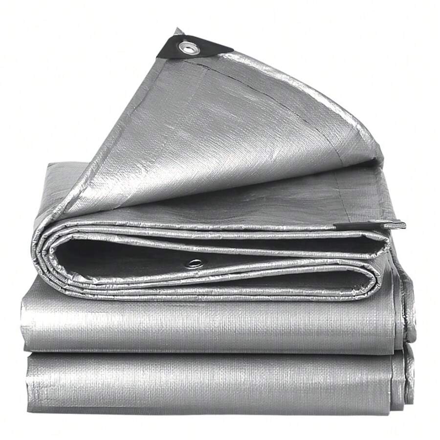 Waterproof Tarpaulin Cover 10/12/16/18 Mil UV Resistant Tear Proof Poly Tarp - Silver - 10 Mil - View 1