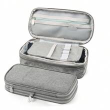 Estuche para Lápices de Grande Capacidad, Lapicera Organizador Expandible, Bolsa de Utiles Oficina, Estucheras Lapiceras Aesthetic para Plumones y Colores, Papelería con Cremallera (Gris) - Gris - Ver 1