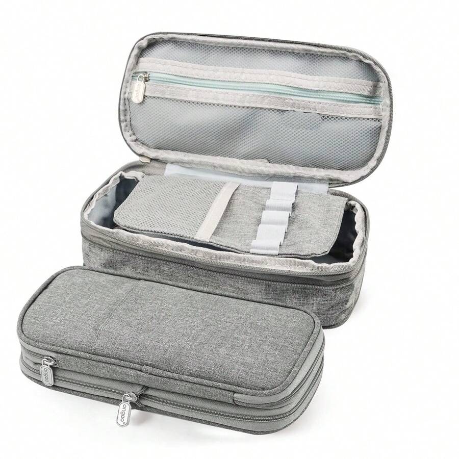 Estuche para Lápices de Grande Capacidad, Lapicera Organizador Expandible, Bolsa de Utiles Oficina, Estucheras Lapiceras Aesthetic para Plumones y Colores, Papelería con Cremallera (Gris) - Gris - Ver 1
