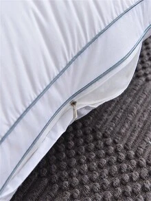 1 pieza Almohada de plumas de ganso con color rojo y empalme, funda de almohada de doble cara con núcleo de almohada 3D, ropa de cama - Azul y blanco - Ver 8