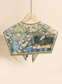 1 Pieza Collar Desmontable Con Estampado De Pintura Al Óleo Retro, Perfecto Para Uso Diario - Multicolor - Ver 2