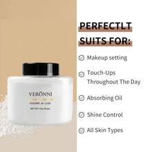 VERONNI 啞光整理彩妝鬆動定妝粉,持久覆蓋控油臉部化妝整理粉末狀粉餅 - 101 Pearl White - 查看 6
