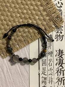 1 Nueva Pulsera De Cuentas De Estilo Antiguo De Mariposa Pequeña De Estilo Chino Para Mujer - Negro - Ver 1