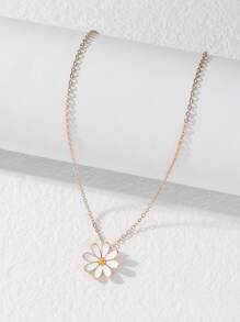 1 件时尚精致油滴雏菊花吊坠项链情人节、妈妈、母亲、母亲节、礼物 - 金黃色 - 查看 1