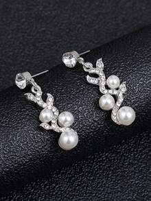 3 cái/bộ Của phụ nữ Châu Âu và Châu Mỹ Hợp thời Bộ trang sức , Với Hình hoa Ngọc trai Hoa tai Và Dây chuyền , Lý tưởng Cho đám cưới , Yến tiệc , Buổi tiệc Và Lễ hội Món quà - Bạc - Xem 11