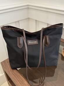 Nylon Solid Color Casual Large Capacity Simple Atmosphere College Street Tote Bag For Women - Black - View 10