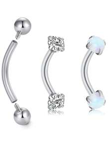 CIZME 3 khuyên tai Rook Daith 16G cho nữ bằng thép không gỉ 8mm 10mm, nhẫn lông mày khảm đá CZ Opal màu ngọc lam, nhẫn môi bụng, bề mặt sụn, trang sức xỏ khuyên vành tai - Bông tai Rook - Xem 17