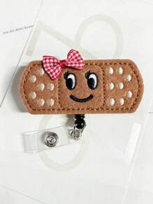 1個蝴蝶結識別證扣,可愛的蝴蝶結縮繩式女式識別證卷軸 - 巧克力棕 - 查看 4