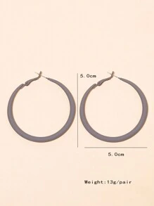 1pair European And American Fashionable Simple Style Round Geometric Open Paint Earrings For Women, Gift For Festivals And Daily Wear - Grey - View 4