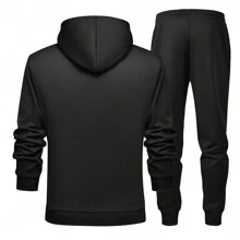 Moletom Com Capuz Masculino Com Letras Impressas, Cintura Com Cordão E Calça Jogger Com Punhos Para Looks Casuais, Roupas De Ginástica Para Homens, Conjunto Esportivo