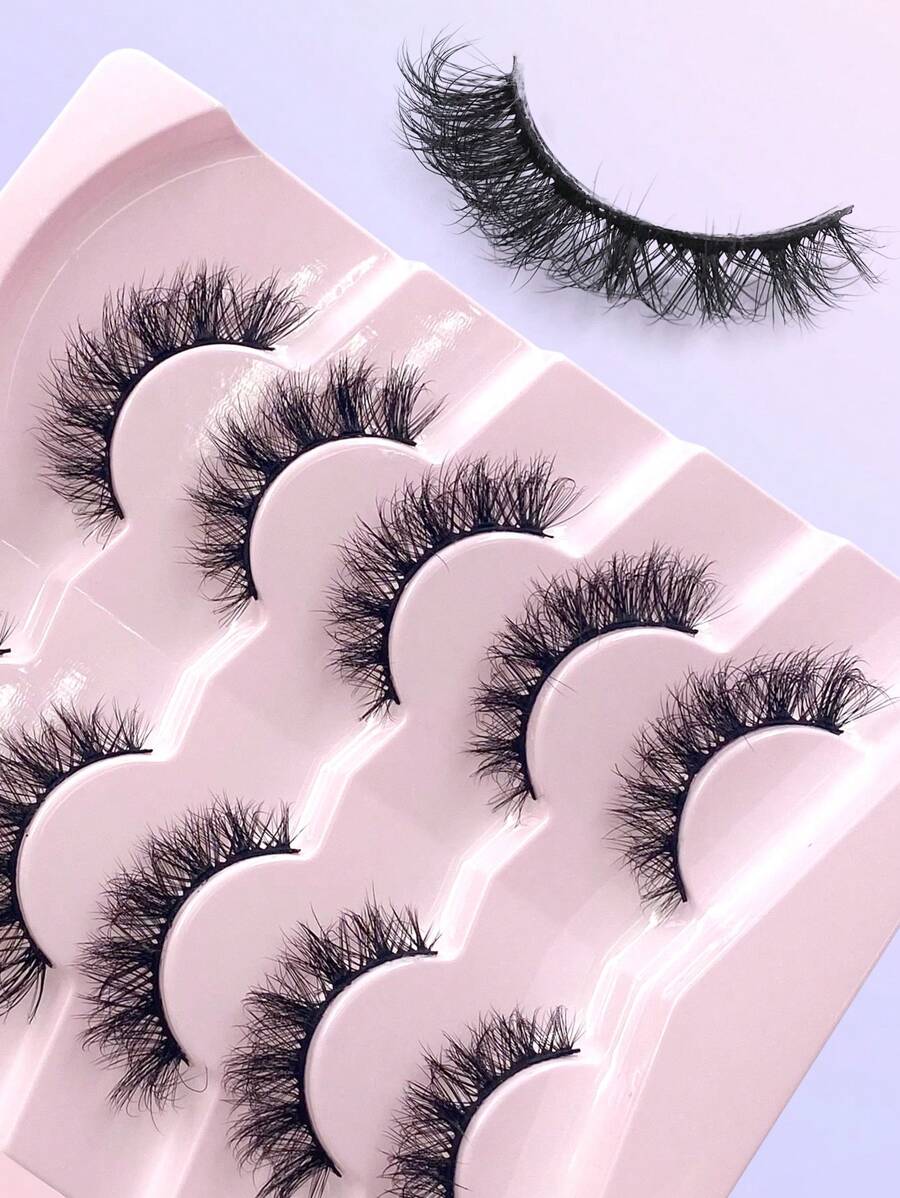 5 Pairs Fluffy Faux Mink Eyelashes, Delicate Thick Curly False Eyelashes, Strip Eyelashes - Criss Cross lashes - View 1