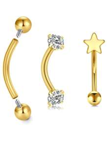 CIZME 3 khuyên tai Rook Daith 16G cho nữ bằng thép không gỉ 8mm 10mm, nhẫn lông mày khảm đá CZ Opal màu ngọc lam, nhẫn môi bụng, bề mặt sụn, trang sức xỏ khuyên vành tai - Bông tai Rook - Xem 16