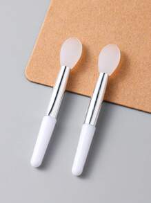 2支装柔软扁平迷你美甲硅胶刷，半透明白色，适用于涂抹全息粉、闪粉、亮片、彩色颜料，便携式眼影/唇刷，可水洗美甲工具，多功能 - 白色 - 查看 6