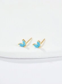 1 Pair Of S925 Pure Silver Hypoallergenic Fashion Simple Multi-Colored Zirconia Horse-Eye Earrings, Small And Cute For Women To Wear Daily Or To Give Daughter's Niece Holiday Gifts