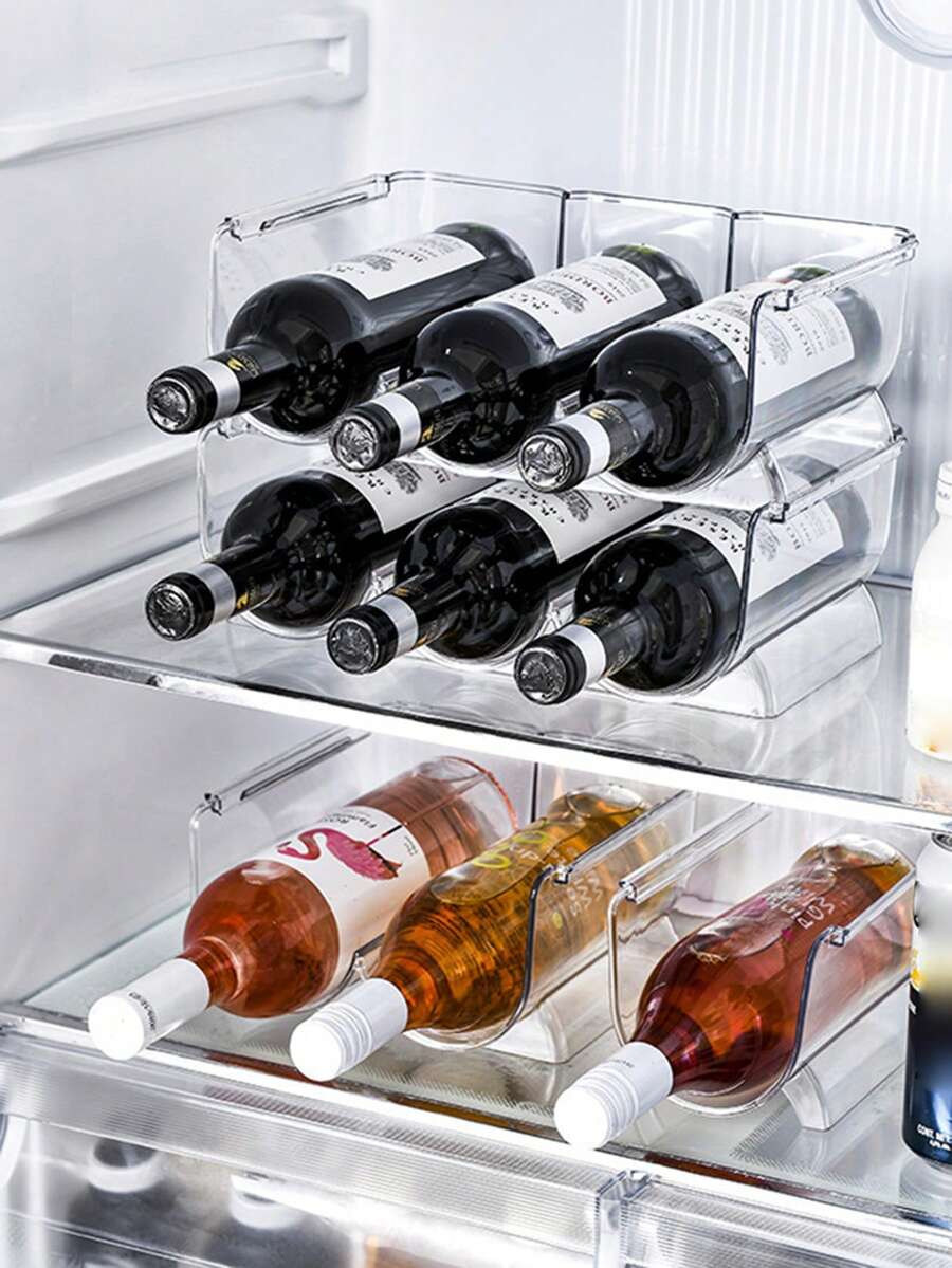 1入透明酒架杯子組織器展示架可堆疊杯架壓克力透明酒瓶儲物架寵物冰箱儲物盒櫥櫃酒架 - 無色 - 查看 1