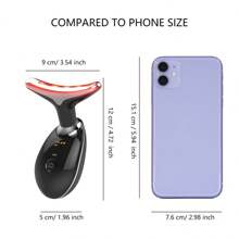 1pc Pulsed Neck & Face Beauty Device - Thermal Skin Rejuvenation Tool, Smooth & Tighten Skin - Dual Slimming & Body Vibration Massage, 7 Color Modes, Effectively Reduces Wrinkles, Firms & Lifts Skin - Black - View 3