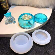 带盖小罐形硅胶模具，适用于环氧树脂铸造，DIY 迷你珠宝盒储物容器 - 白色 - 查看 3