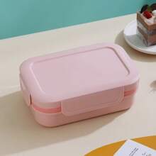 1pc Double Layer Large Capacity Lunch Box & Salad Container, Microwaveable And Heatable Food Container - Pink - View 6