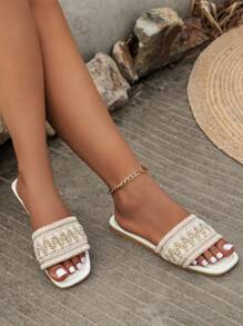 Women's Style Low-Heeled Flat Sandals, Vacation Style, Four Season Casual Slippers For Home