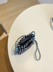 帆布格子手机包 斜跨包和竖款 时尚百搭 小布包 手机 手机袋 iPhone 包 手机袋 手机袋 女士手机袋 钱包 钱包 - 黑色 - 查看 5
