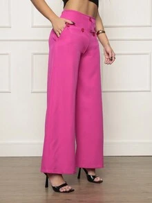 Women Pants - 玫紅色 - 查看 4