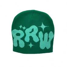 1 Miếng Gothic Chữ cái Dệt hoa Mũ len , Đường phố Hip-hop Sọ Mũ lưỡi trai ; Cặp đôi Mũ , Quà tặng lễ hội , Ngoài trời Thể thao Cưỡi Trượt tuyết Mũ - RRW - Xem 2