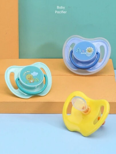 3pcs/Set Printed Silicone Pacifier Set For Newborn Babies With Cover